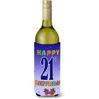 Happy 21st Birthday Wine Bottle Beverage Insulator Hugger CJ1121LITERK