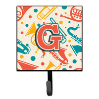 "Caroline's Treasures CJ2001-GSH4 Letter G Retro Teal Orange Musical Instruments Initial Leash or Key Holder, Small, Multicolor"
