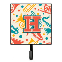 "Caroline's Treasures CJ2001-HSH4 Letter H Retro Teal Orange Musical Instruments Initial Leash or Key Holder, Small, Multicolor"