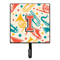 "Caroline's Treasures CJ2001-ISH4 Letter I Retro Teal Orange Musical Instruments Initial Leash or Key Holder, Small, Multicolor"