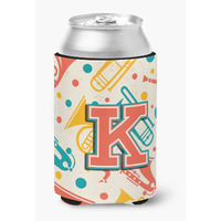 Letter K Retro Teal Orange Musical Instruments Initial Can or Bottle Hugger CJ2001-KCC