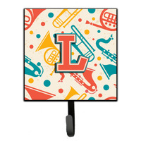 "Caroline's Treasures CJ2001-LSH4 Letter L Retro Teal Orange Musical Instruments Initial Leash or Key Holder, Small, Multicolor"