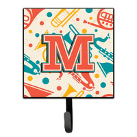 "Caroline's Treasures CJ2001-MSH4 Letter M Retro Teal Orange Musical Instruments Initial Leash or Key Holder, Small, Multicolor"