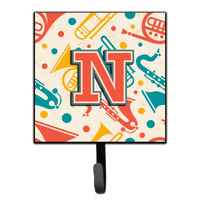 "Caroline's Treasures CJ2001-NSH4 Letter N Retro Teal Orange Musical Instruments Initial Leash or Key Holder, Small, Multicolor"