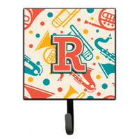 "Caroline's Treasures CJ2001-RSH4 Letter R Retro Teal Orange Musical Instruments Initial Leash or Key Holder, Small, Multicolor"