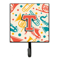"Caroline's Treasures CJ2001-TSH4 Letter T Retro Teal Orange Musical Instruments Initial Leash or Key Holder, Small, Multicolor"