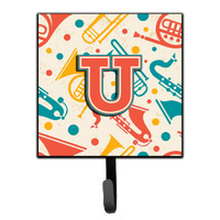 "Caroline's Treasures CJ2001-USH4 Letter U Retro Teal Orange Musical Instruments Initial Leash or Key Holder, Small, Multicolor"