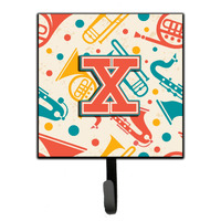 "Caroline's Treasures CJ2001-XSH4 Letter X Retro Teal Orange Musical Instruments Initial Leash or Key Holder, Small, Multicolor"
