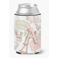 Letter A Love in Paris Pink Can or Bottle Hugger CJ2002-ACC