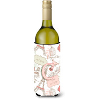 Letter C Love in Paris Pink Wine Bottle Beverage Insulator Hugger CJ2002-CLITERK