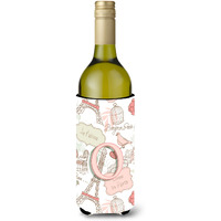 Letter O Love in Paris Pink Wine Bottle Beverage Insulator Hugger CJ2002-OLITERK