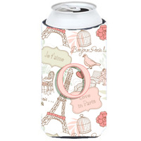 Letter O Love in Paris Pink Tall Boy Beverage Insulator Hugger CJ2002-OTBC