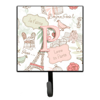"Caroline's Treasures CJ2002-PSH4 Letter P Love In Paris Pink Leash or Key Holder, Small, Multicolor"