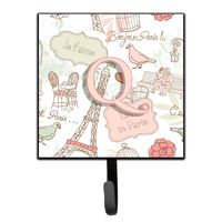 "Caroline's Treasures CJ2002-QSH4 Letter Q Love In Paris Pink Leash or Key Holder, Small, Multicolor"
