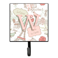 "Caroline's Treasures CJ2002-WSH4 Letter W Love In Paris Pink Leash or Key Holder, Small, Multicolor"