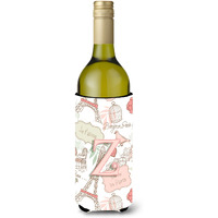 Letter Z Love in Paris Pink Wine Bottle Beverage Insulator Hugger CJ2002-ZLITERK