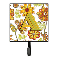 "Caroline's Treasures CJ2003-ASH4 Letter A Floral Mustard and Green Leash or Key Holder, Small, Multicolor"