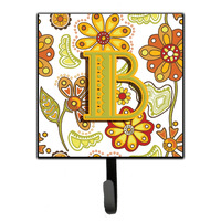 "Caroline's Treasures CJ2003-BSH4 Letter B Floral Mustard and Green Leash or Key Holder, Small, Multicolor"
