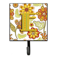 "Caroline's Treasures CJ2003-ESH4 Letter E Floral Mustard and Green Leash or Key Holder, Small, Multicolor"