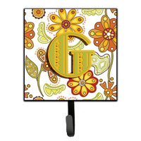 "Caroline's Treasures CJ2003-GSH4 Letter G Floral Mustard and Green Leash or Key Holder, Small, Multicolor"