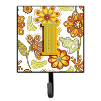 "Caroline's Treasures CJ2003-ISH4 Letter I Floral Mustard and Green Leash or Key Holder, Small, Multicolor"
