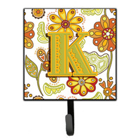 "Caroline's Treasures CJ2003-KSH4 Letter K Floral Mustard and Green Leash or Key Holder, Small, Multicolor"