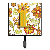 "Caroline's Treasures CJ2003-LSH4 Letter L Floral Mustard and Green Leash or Key Holder, Small, Multicolor"