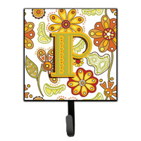"Caroline's Treasures CJ2003-PSH4 Letter P Floral Mustard and Green Leash or Key Holder, Small, Multicolor"