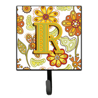 "Caroline's Treasures CJ2003-RSH4 Letter R Floral Mustard and Green Leash or Key Holder, Small, Multicolor"