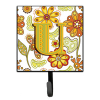 "Caroline's Treasures CJ2003-USH4 Letter U Floral Mustard and Green Leash or Key Holder, Small, Multicolor"