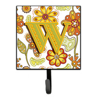 "Caroline's Treasures CJ2003-WSH4 Letter W Floral Mustard and Green Leash or Key Holder, Small, Multicolor"