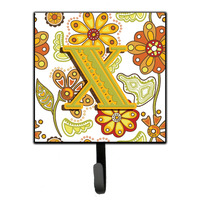 "Caroline's Treasures CJ2003-XSH4 Letter X Floral Mustard and Green Leash or Key Holder, Small, Multicolor"