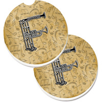 "Caroline's Treasures Letter F Musical Instrument Alphabet Set of 2 Cup Holder Car Coasters CJ2004-FCARC, 2.56, Multicolor"