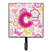 "Caroline's Treasures CJ2005-CSH4 Letter C Flowers and Butterflies Pink Leash or Key Holder, Small, Multicolor"