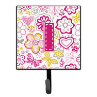 "Caroline's Treasures CJ2005-ISH4 Letter I Flowers and Butterflies Pink Leash or Key Holder, Small, Multicolor"