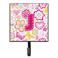 "Caroline's Treasures CJ2005-JSH4 Letter J Flowers and Butterflies Pink Leash or Key Holder, Small, Multicolor"