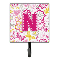 "Caroline's Treasures CJ2005-NSH4 Letter N Flowers and Butterflies Pink Leash or Key Holder, Small, Multicolor"