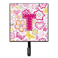 "Caroline's Treasures CJ2005-TSH4 Letter T Flowers and Butterflies Pink Leash or Key Holder, Small, Multicolor"