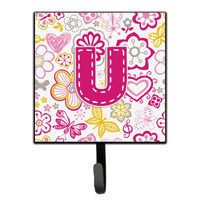 "Caroline's Treasures CJ2005-USH4 Letter U Flowers and Butterflies Pink Leash or Key Holder, Small, Multicolor"