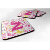 "Caroline's Treasures CJ2005-ZFC Letter Z Flowers and Butterflies Pink Foam Coasters (Set of 4), 3.5"", Multicolor"