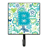 "Caroline's Treasures CJ2006-BSH4 Letter B Flowers and Butterflies Teal Blue Leash or Key Holder, Small, Multicolor"