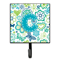 "Caroline's Treasures CJ2006-CSH4 Letter C Flowers and Butterflies Teal Blue Leash or Key Holder, Small, Multicolor"