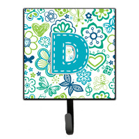 "Caroline's Treasures CJ2006-DSH4 Letter D Flowers and Butterflies Teal Blue Leash or Key Holder, Small, Multicolor"