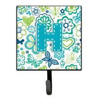 "Caroline's Treasures CJ2006-HSH4 Letter H Flowers and Butterflies Teal Blue Leash or Key Holder, Small, Multicolor"