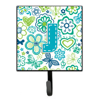 "Caroline's Treasures CJ2006-JSH4 Letter J Flowers and Butterflies Teal Blue Leash or Key Holder, Small, Multicolor"