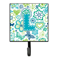 "Caroline's Treasures CJ2006-LSH4 Letter L Flowers and Butterflies Teal Blue Leash or Key Holder, Small, Multicolor"