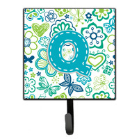 "Caroline's Treasures CJ2006-QSH4 Letter Q Flowers and Butterflies Teal Blue Leash or Key Holder, Small, Multicolor"