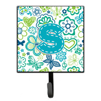 "Caroline's Treasures CJ2006-SSH4 Letter S Flowers and Butterflies Teal Blue Leash or Key Holder, Small, Multicolor"