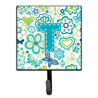 "Caroline's Treasures CJ2006-TSH4 Letter T Flowers and Butterflies Teal Blue Leash or Key Holder, Small, Multicolor"