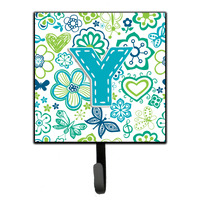 "Caroline's Treasures CJ2006-YSH4 Letter Y Flowers and Butterflies Teal Blue Leash or Key Holder, Small, Multicolor"